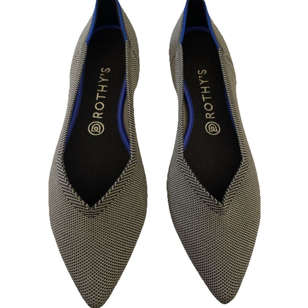 Rothy’s The Point Pointed Toe Flat Cloud Grey Birdseye 10 - Picture 5 of 7